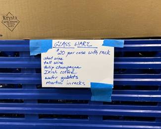 Tons of perfect glassware in commercial glassracks: martinis, flutes, Irish Coffees, wines & waters