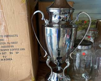 Three very large and elegant coffee urns. (not brewers)