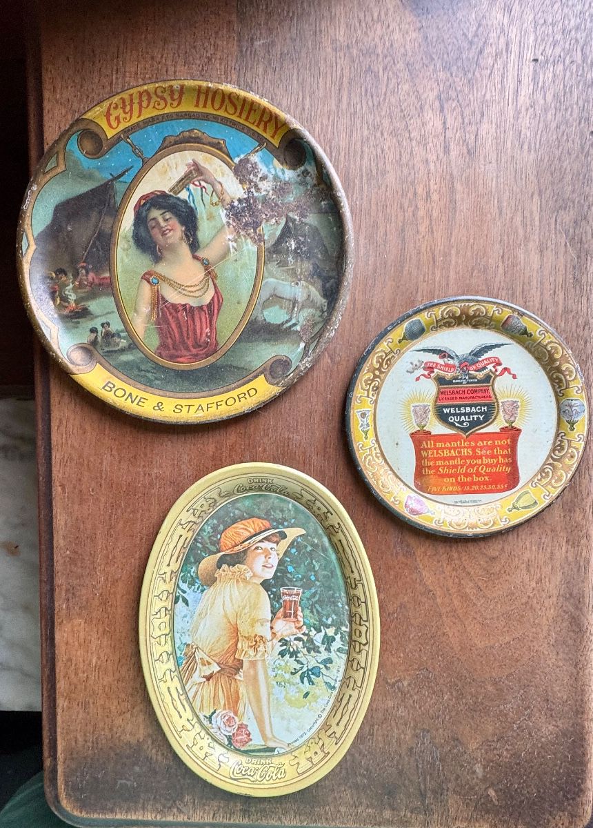 Antique small metal trays