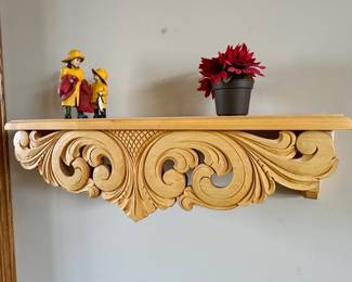 Norwegian carved wooden shelf