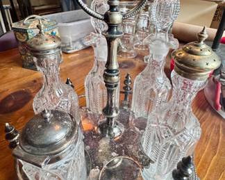 Antique Crystal condiment caddy