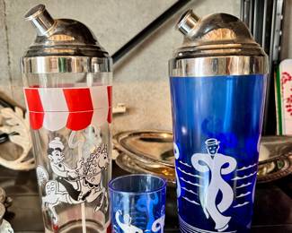 Vintage glass cocktail shakers