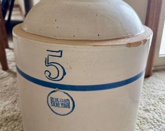 Blue Band stoneware 5 gal crock