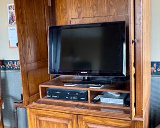 Entertainment center, tv, vcr and dvd player