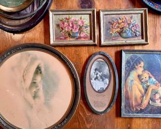 Antique and vintage portraits and beaded pictures