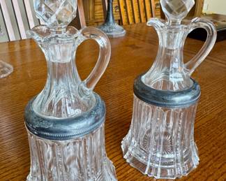 Antique crystal cruet set