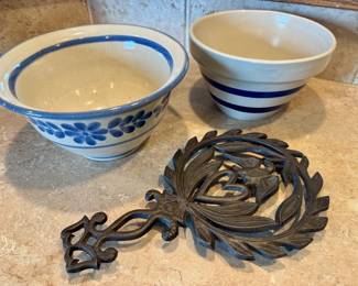 Art pottery bowl, antique trivet