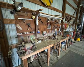 Variety of shop tools