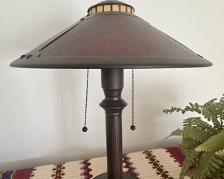 Lamp with mica shade