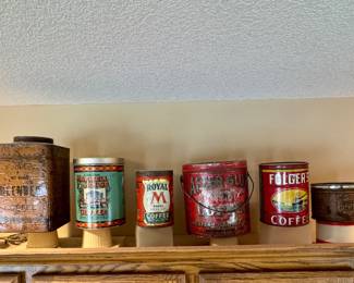 Antique coffee tin collection