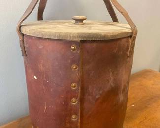 Antique Leather Cordite Bucket  Clarkson