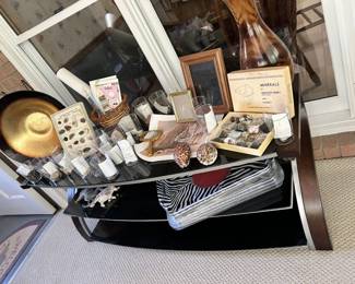 TV stand, extensive rock collection