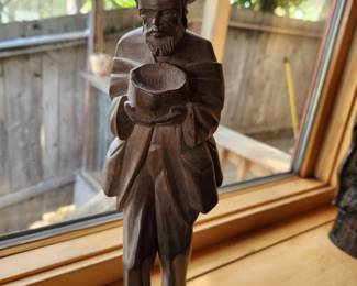 Folk Art Handcrafted Wooden Figure - 'Hobo/Pilgrim'