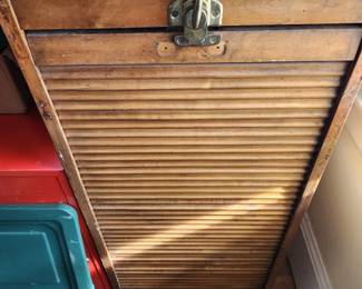 Vintage Oak Cabinet featuring a Tambour Door.