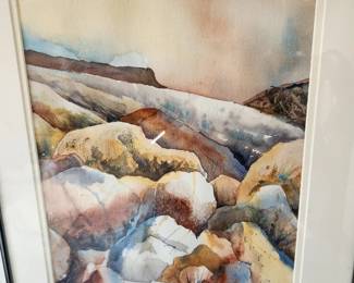 Framed Original Watercolor by S. Adams. 