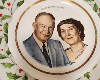 Vintage Collector Plate of President Eisenhower and First Lady Mamie Eisenhower.