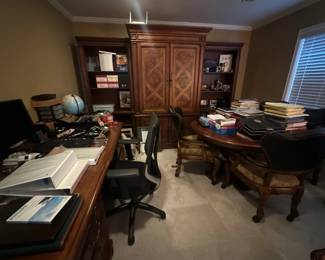 Executive desks, bookshelves