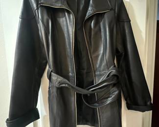 Ellen Tracy black leather coat