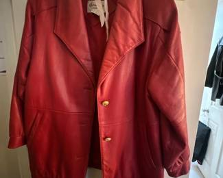 Outer Essentials red leather jacket