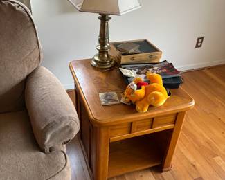. . . end table and brass lamp