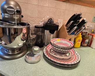 Kitchen Aid mixer and accessories