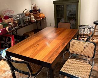 MCM Table with chrome and caned chairs