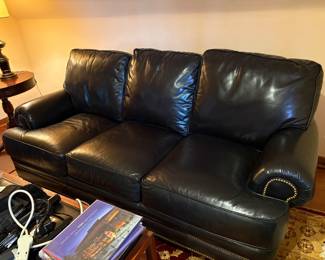 Black Leather nailhead Sofa