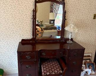 Mahogany Vanity and Mirror