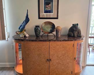 Bogart by Thomasville marble top lighted buffet cabinet