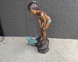 Bronze girl with Frog fountain
