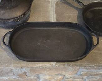 Vintage Birmingham Stove And Range Cast Iron 3052D Oval Shallow Fish Fryer