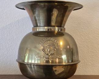 Vintage Brass Redskin Brand Chewing Tobacco Spittoon
