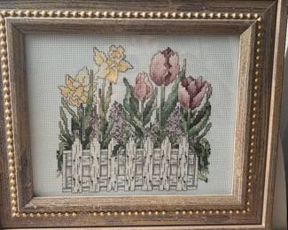 Hand cross stitched art