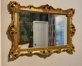 Vintage gold ornate mirror, large