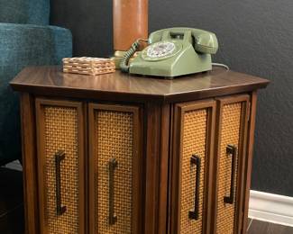 Vintage wood and rattan table