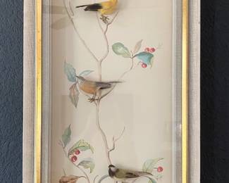 vintage MCM bird painting. 