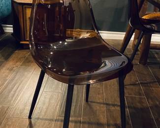 Amber acrylic dining chairs set of 4, new