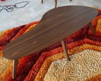 wood kidney coffee table- new