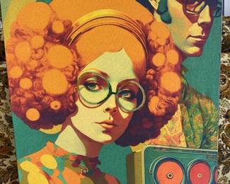 large canvas retro wall hanging, new