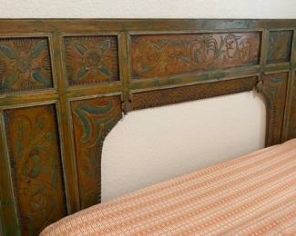 gorgeous unique Indian mantle used as queen headboard, vintage, must see!