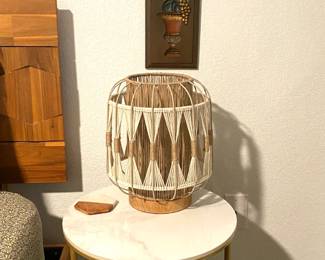 macrame lamp and 1 of 3 Burwood wall hangings