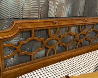 Authentic vintage MCM solid wood headboard, queen