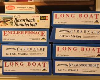 Wooden Models: Guillow's Sopwith Camel, Revell P-47E Razorback Thunderbolt, 2013 Model Shipways English Pinnace, 2012 Model Shipways Carronade MS 4004, 2011 Model Shipways Long Boat MS1457, 2010 Model Shipways Navel Smoothbore #MS4005