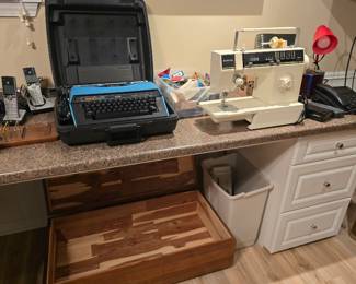 Brother typewriter, singer sewing maching, cedar box and more!