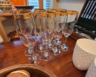 Gold banded wine glasses