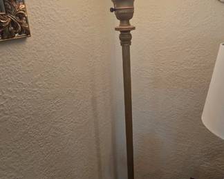Antique brass floor lamp with glass globe - very heavy