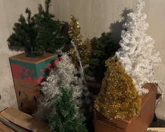 Feather, tinsel vintage trees 