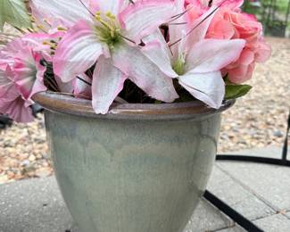 glazed garden pot