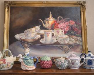 lg. Teapot collection Fitz Floyd flow blue