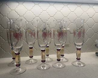 8 Georgio Romanian crystal wine, champagne, glasses